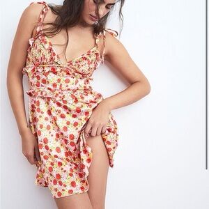 for love and lemons painterly floral mini dress